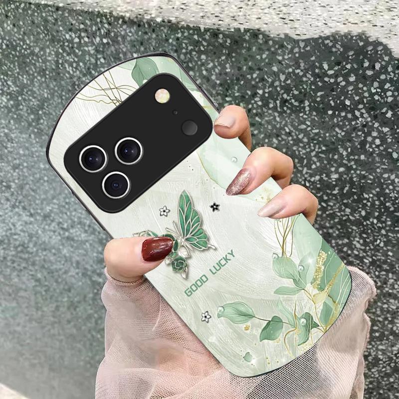 Roze Mode Vlinder Voor iPhone 17 Air 16 15 14 Pro 13 Plus 12 mini 11 Pro Max XR X 7 8 Elliptisch Gehard Glas Telefoonhoes
