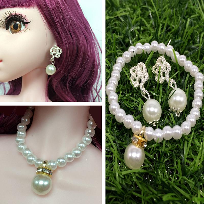 DIY Decoration Antique Doll Earrings Accessories For 30cm/60cm Doll Ear Studs Earrings Pearl Necklace Toys