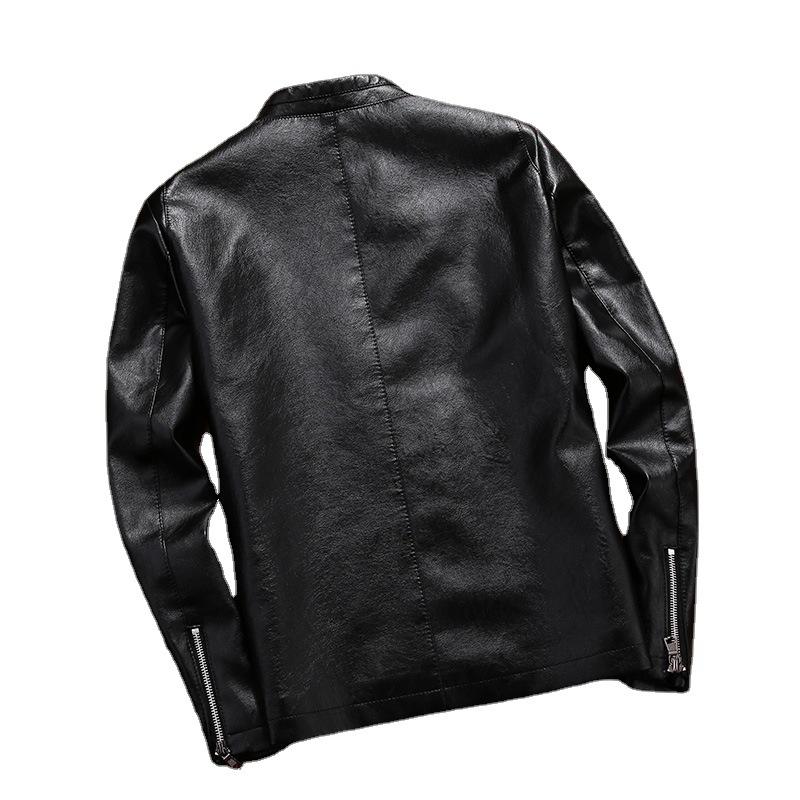 Men's Large Size Leather Jacket, Men's Autumn Stand Collar Leather Jacket, Men's Trendy Leather Jacket, Men's