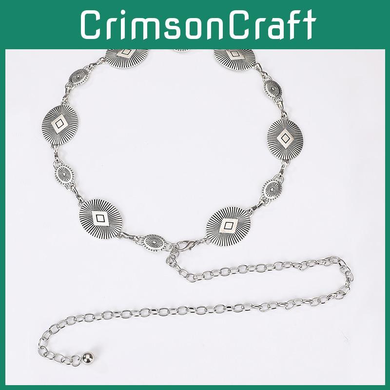 Silver Metal Waist Chain For Women With Retro Carved Buckle For Spring And Fall