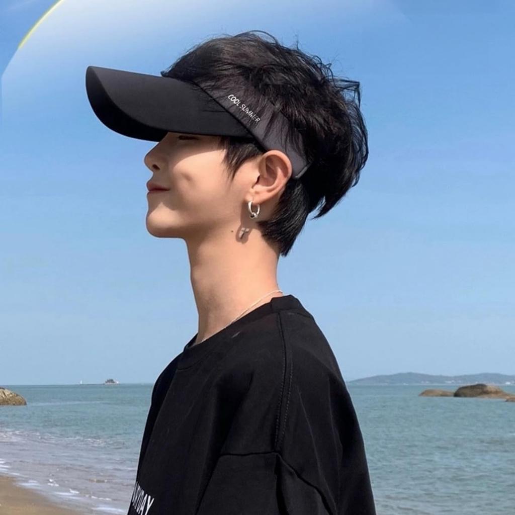 Sun Visor for UV Protection Wide UV Elastic for [Qzkouma] Women, Hat, Cap, Brim, Protection, Cord, Lightweight, Children, PIKD-016 (black)