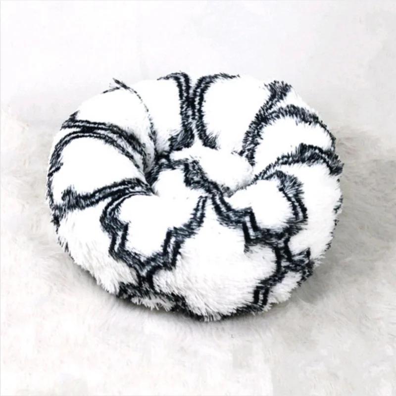 40-100cm Round Cat Bed Pet Bed Kennel Non-Slip Winter Warm Dog Kennel Sleeping Long Plush Soft Puppy Cushion Mat Cat Supplies
