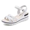 New Leather Wedge Heel Mother Sandals Fashionable and Casual Versatile Platform Muffin and Beach Women's Sandals