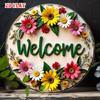 Welcome Floral Daisy Sunflower Vintage Tin Sign Vintage Durable Metal Plaque Wall Decor Home Office Bar Man Cave Wall Art