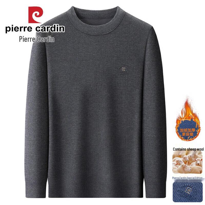 Pierre Cardin Men's Fleece-Lined Wool Blend Round Neck Sweatshirt
