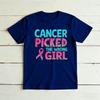 Cancer Picked The WrongunisexLeopard Letter Graphicunisex Summer Tshirt Breast Cancer Fighter Bold Motivational Short Sleeve Top