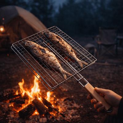 Stainless Steel Barbecue Grilling Basket Non Stick Portable Grilled Fish Net Rustproof Multi-Purpose Grill Grate Barbecue