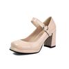 Fashion Spring New Woman Block Heel Classic Closed Toe Mature Ladies Office Pumps Buckle Strap Vintage Women Platform Mary Janes Shoes