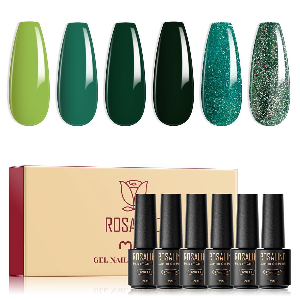 ROSALIND Gel Nail Polish Set 6pcs/Lot Nail Art Gel Polish Semi Permanent Gel Varnish Hybrid Soak Off UV Lamp Base Top Coat Gel Polish Kit