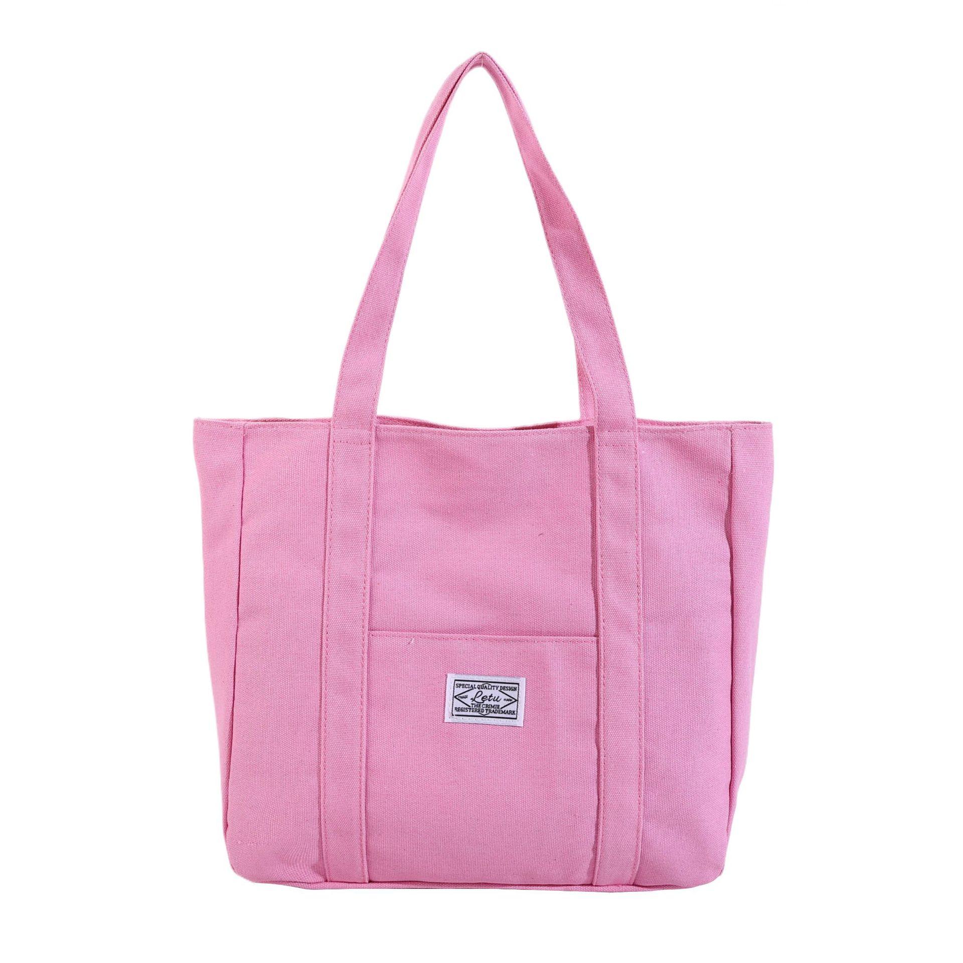 

Large capacity tote bag, simple commuter shoulder bag, college student class armpit bag, canvas bag рожевий