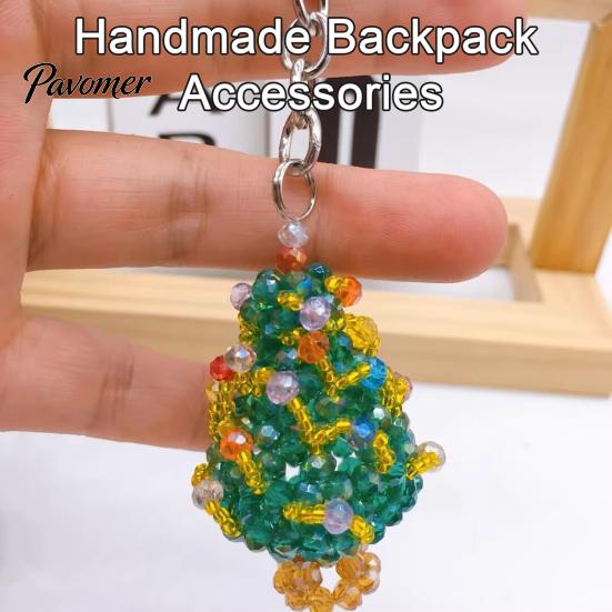 Beaded Key Holder Handmade Christmas Keychain, Xmas Tree Wreath Gift Box Bell Backpack Charm Santa Keyring, Hanging Decor for Party Favors