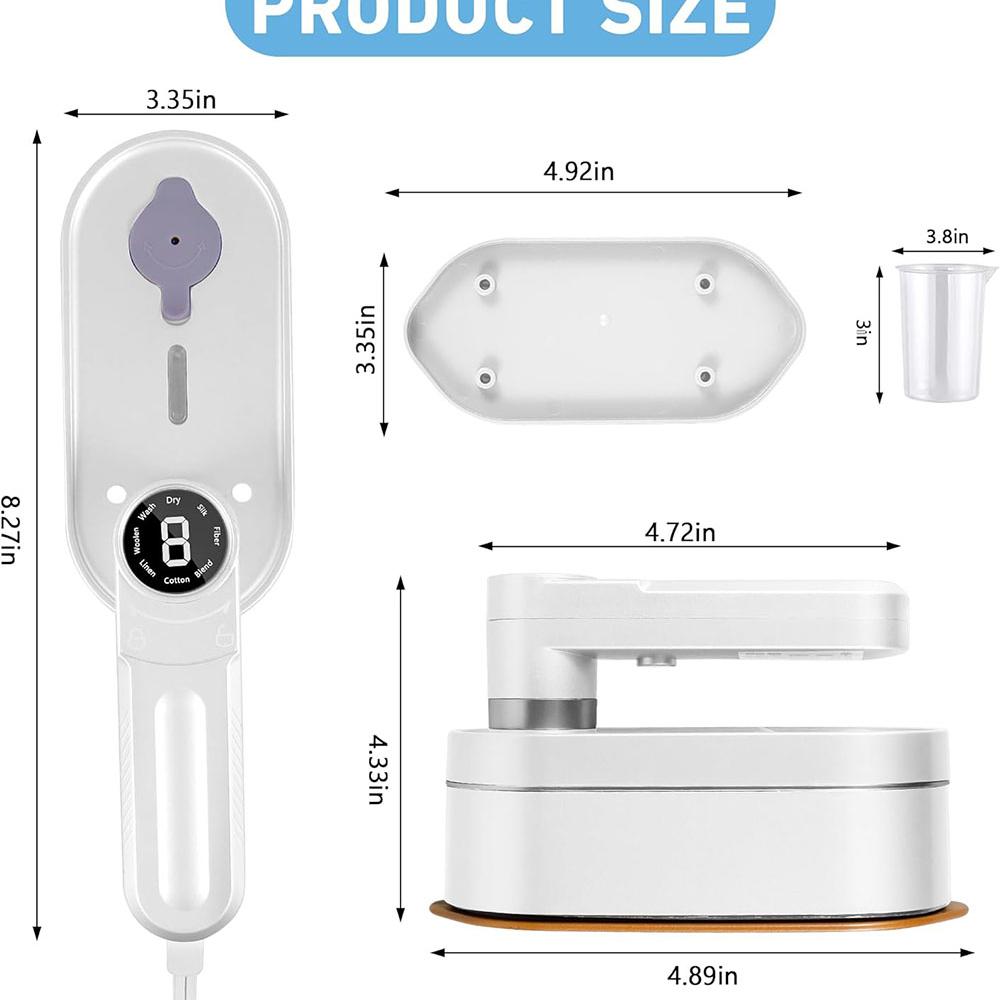 Portable Mini Travel Steam Iron for Clothes 8 Mode Adjustment Temperature and Wet/Dry Ironing Option with 180 Degree Rotation Travel Steamer