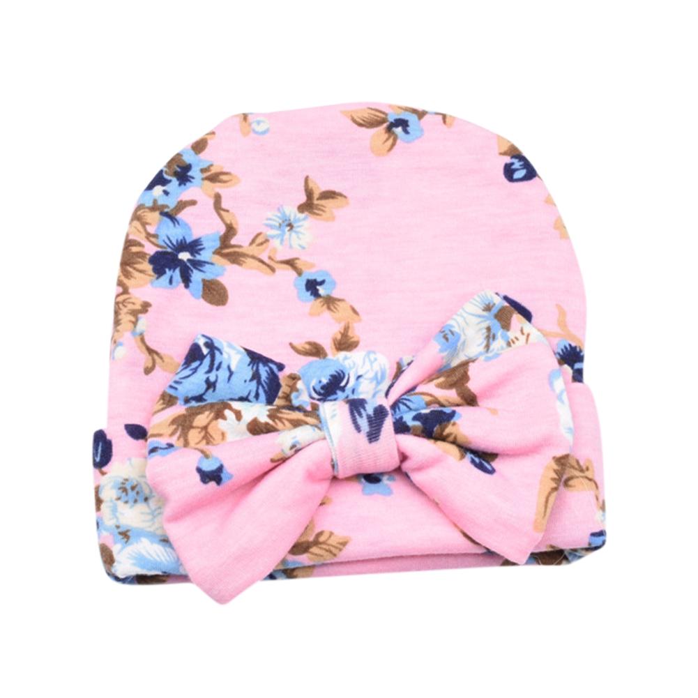 Baby Mädchen Schöne Blume Muster Kinderzimmer Neugeborene Krankenhaus Süße Niedliche Mütze Kappe mit Großer Schleife
