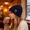 Knit Winter Hat Solid Color Fleece Lined Men Women Brimless Hat Cold Weather Outdoor Activities Breathable Hat