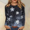 3D Christmas Snowflake Gradient Print Round Neck Long Sleeve T-shirt Casual Long Sleeve Top Party Loose Women's Top