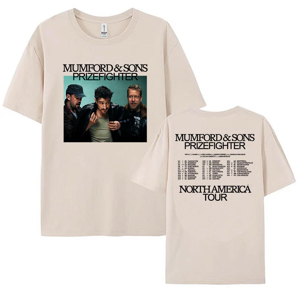 2026 North American Prizefighter Tour T-shirt Mumford & Sons Band Design Tshirts O-neck Summer Cotton Tees Print Merch