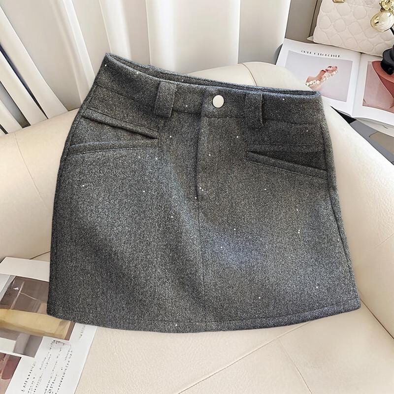 Sisbyshe High-Waist A-line Knit Mini Skirt L