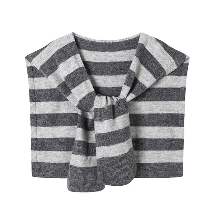 Koreanisches Drama Inspiriertes Gestreiftes Schal-Cardigan mit Nackenschutz - Vielseitige Damenstrick-Schulterbedeckung