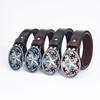 Pentagram Leather Men's Cowhide Belt Retro Smooth Buckle Wide Belt Decorative Belt