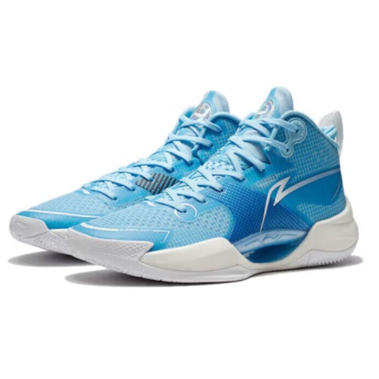 Li Ning Ultra Light Series Comfortable Versatile Mid Top Basketball Shoes Men Sneakers White Blue ABAS027-4