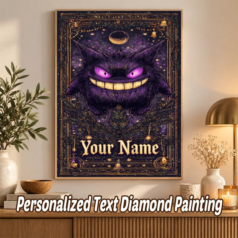 Gengar Custom Name Diamond Painting Personalized 5D Full Drill DIY Diamond Art Home Decor