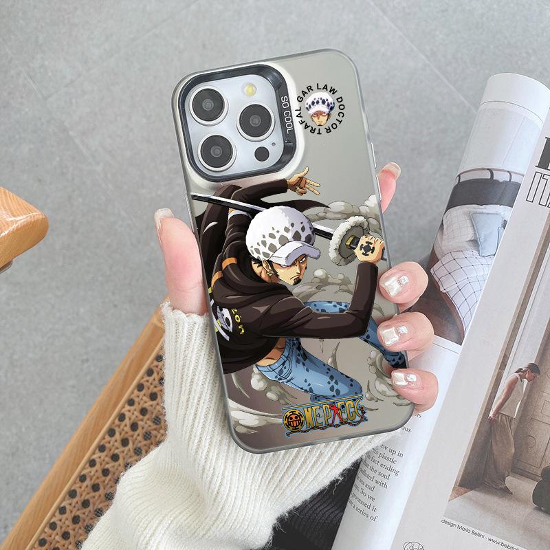 ONE PIECE Luffy Ace Mobile Phone Case iPhone17pm Trendy Cool Anti-drop Colored Silver IMD Apple 16pro Boys