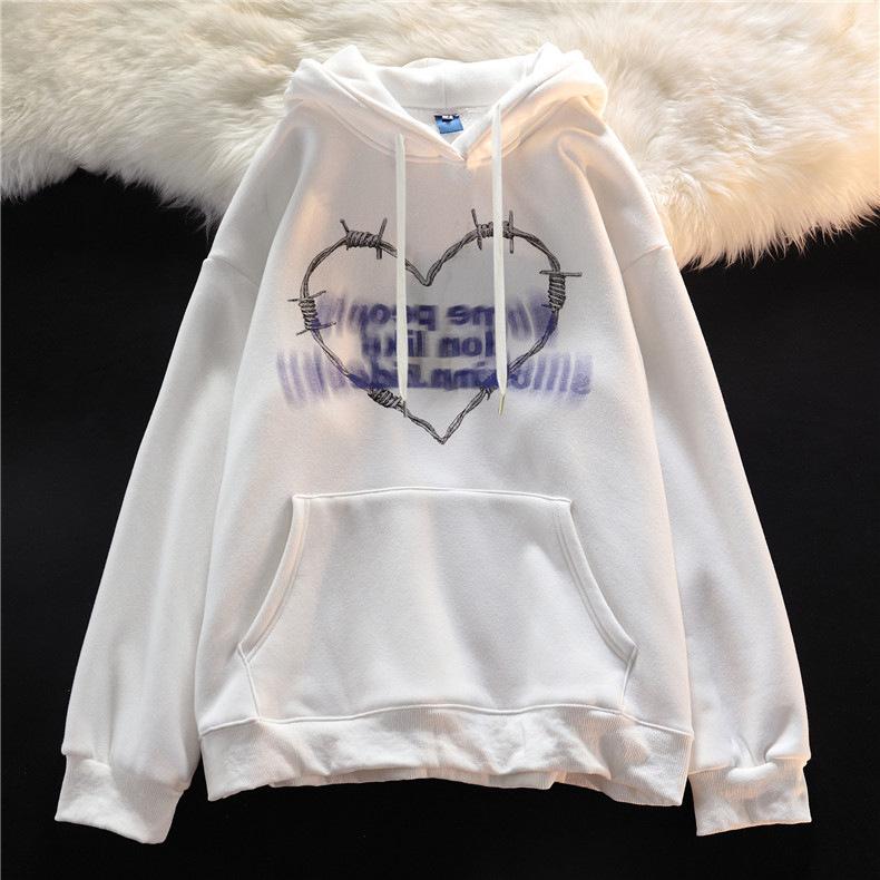 Ladies Hooded Hoodie Women's New Letter Printed Loose Long Sleeved Top Student Pullover Jacket