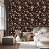 Beautiful Flowers Wallpaper Black and Brown for Living Room and Bedroom 50x1000