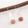 Oval Peach Moonstone Gemstone 925 Sterling Silver Jewelry Handmade Earrings 1.9" EE-168-24
