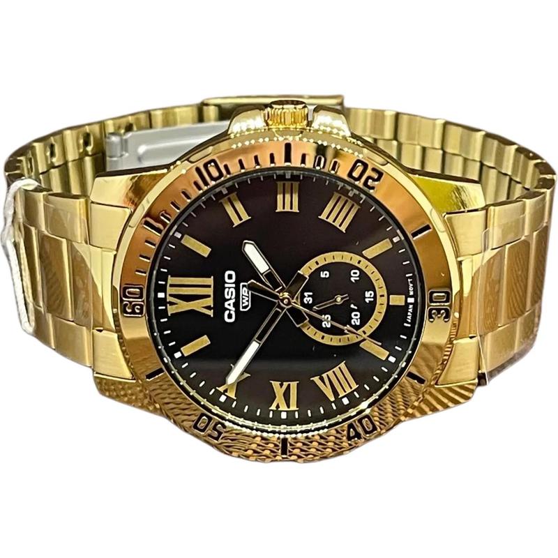 Casio STANDARD Series Casual Fashion Trend Quartz Movement Stainless Steel Strap Japanese and Korean Watch Men's Watch Black Dial MTP-VD200G-1B