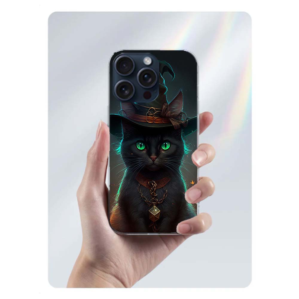 Halloween Magic Cat Clear Phone Case For Iphone 17 Air 16 Pro Max 15 Pro 14 Plus 17E 16E 11 13 12 Mini Cover Cases Fundas Cell T