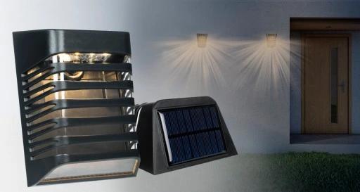 Dekoracyjna Lampa Lampka Solarna Led Czarna Ścienna Dekoracja Kinkiet Ip65