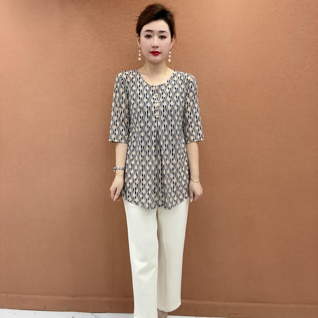 

2026 Stylish and Elegant Age-Reducing Top for Middle-Aged and Elderly Women - Spring/Autumn Fashion XL (90-115 jin) синий