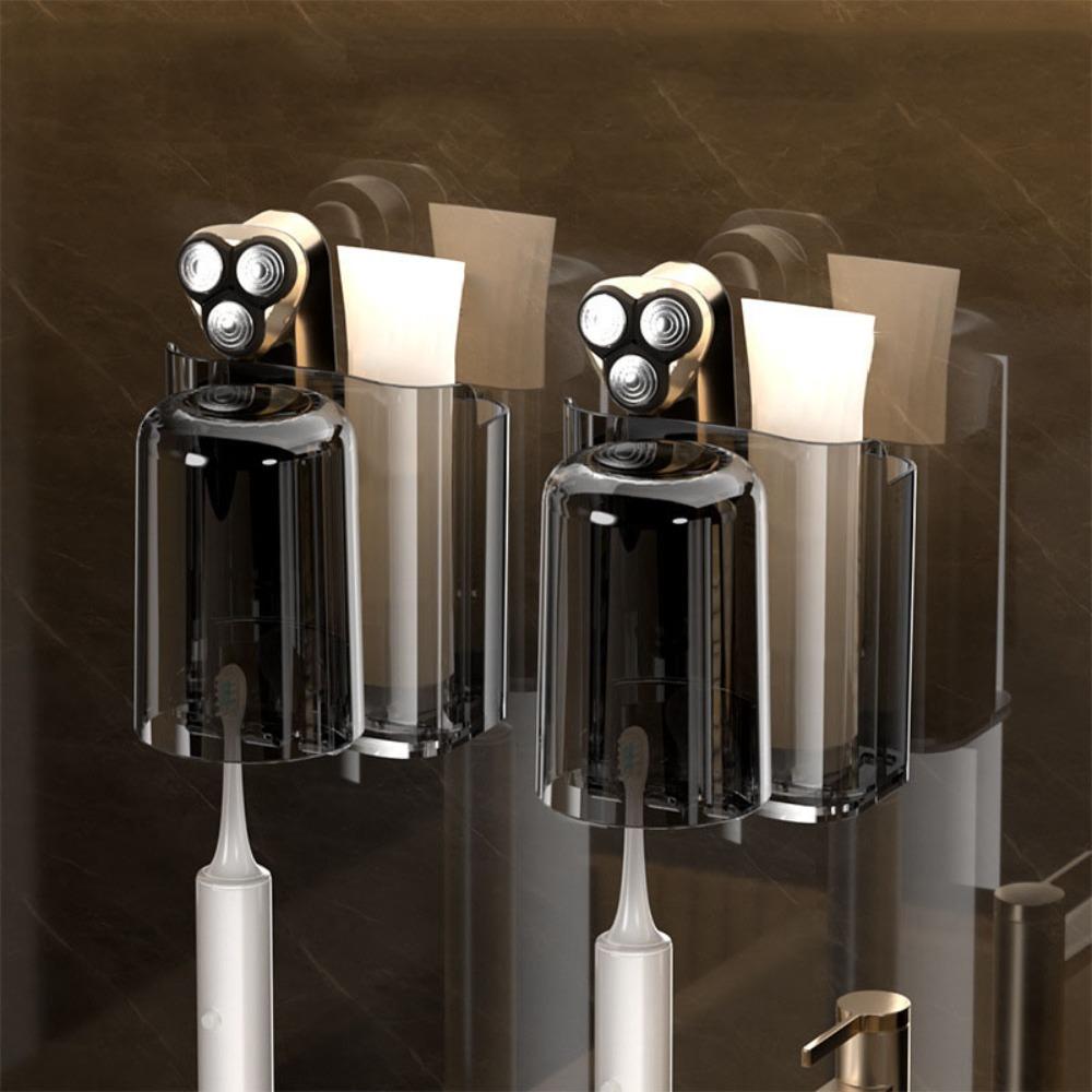 2pcs PET Toothbrush Rack Storage Rack Wall Mounted Mouthwash Cup Rack  Home Organization