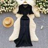 Simple Knitted Dress for Women's Summer Single-breasted Hollowed-out Slimming and Shaping Dress