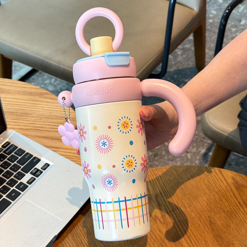 Big Mac thermos cup, large capacity water cup for women, new 2025 high-value ladies' straw office ice cup