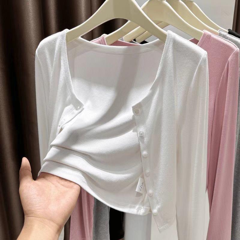 Gray Sunscreen Cardigan Women's Summer Outer Suspender Skirt Shawl Air-conditioned Room Outer Ice Silk Shirt All-match Jacket
