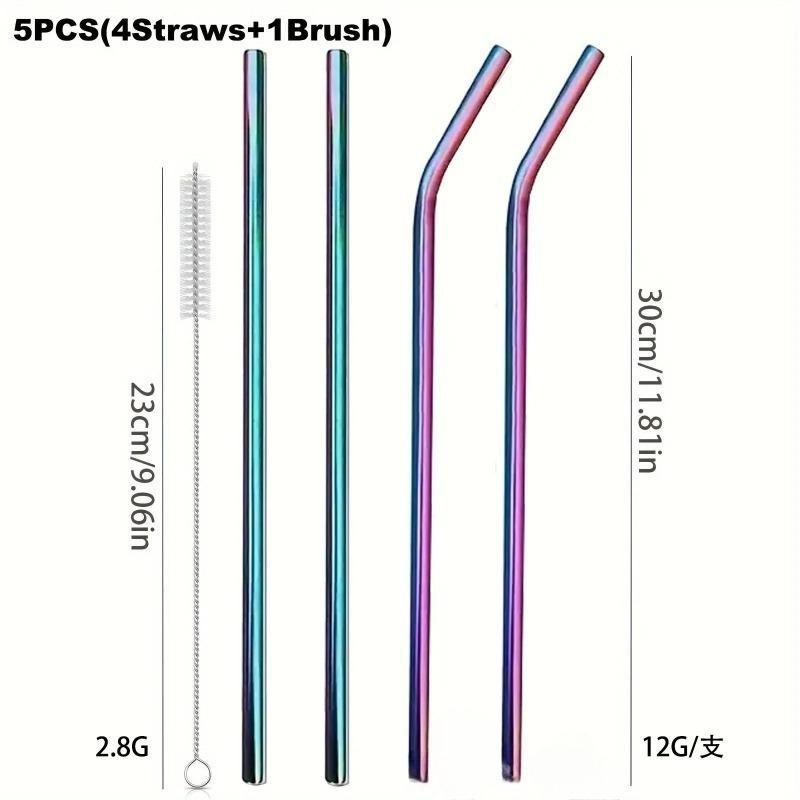 30cm brčka na hrnek Opakovaně použitelná nerezová brčka 4 sada barevných zdravých ekologických brček na pití pro koktejlové smoothie