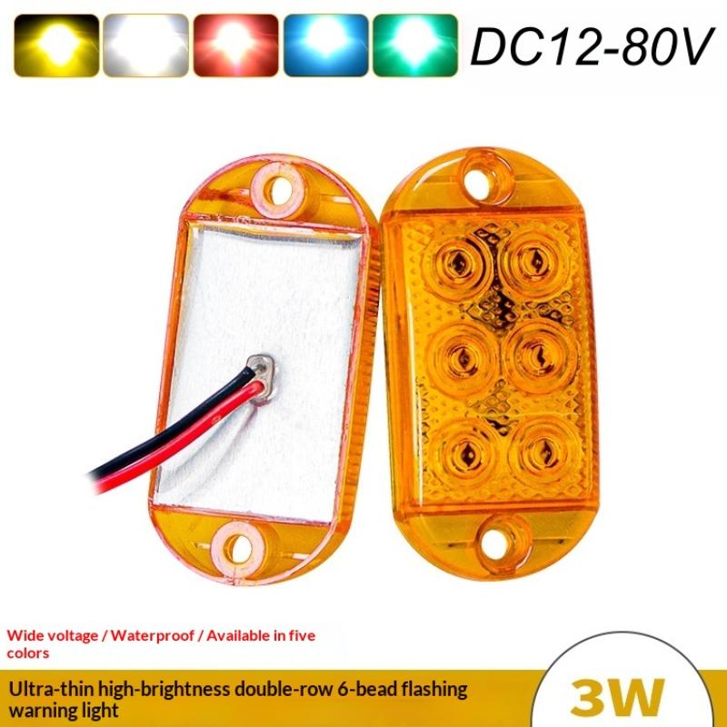 1 Sæt 12-80V Trailer Bil Lastbil Signallampe Indikatorlys 6LEDs Høj Lysstyrke Vandtæt Strobe Lys LED Flash Advarselslys