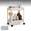 3Tier Plastic Storage Rack, Rolling Floor Shelf, Bathroom Kitchen Organizer Pearl White 2Tier