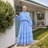 M276# Middle East Lace Applique Shirt & Loose A-line Long Skirt Set for Women