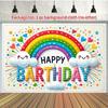 2D White Rainbow Happy Birthday Backdrop Children Photography Booth Prop