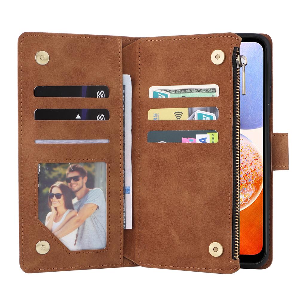 For Samsung Galaxy A54 5G Case Multiple Card Slots PU Leather Zipper Phone Cover