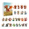 Christmas Advent Calendar 24 Acrylic Christmas Tree Ornaments Dinosaur Pendant Festive Bag Charms Creative Countdown Decor for Home Holiday Party