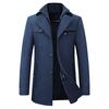 Men's European & American Casual Wool Overcoat - Iron-Free, Solid Color, Fall Wear for Middle-Aged & Elderly with Lapel