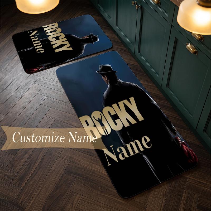 Rocky Balboa (1) Customize Name Flannel Kitchen Mat Soft Non-Slip Kitchen Floor Runner Rug for Home Kitchen Decor