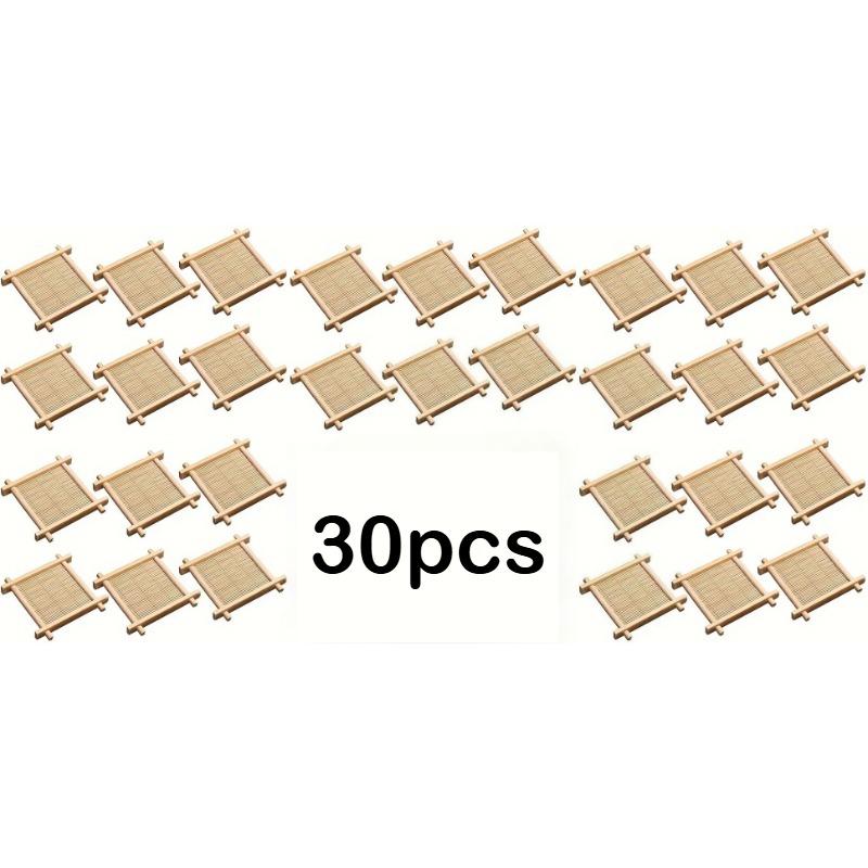 30pcs Mini Bamboo Coasters & Decorative Trays Stackable Natural Wood Grain Heat-Resistant Surface Protectors Rustic Home Decor