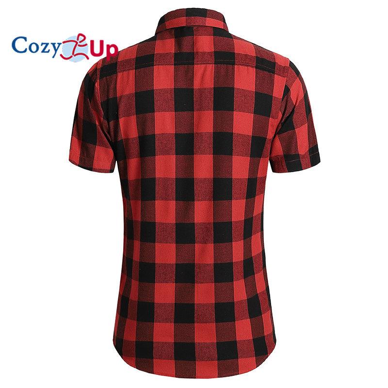 Cozy Up Cămăși pentru bărbați Causal Flannel în carouri Cămăși de lucru cu mânecă scurtă, cu nasturi