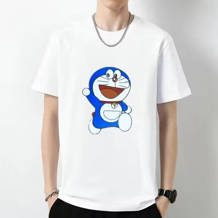 M-5XL men's fashion T-shirt loose round neck tops trendy versatile cartoon animation printing T-shirt