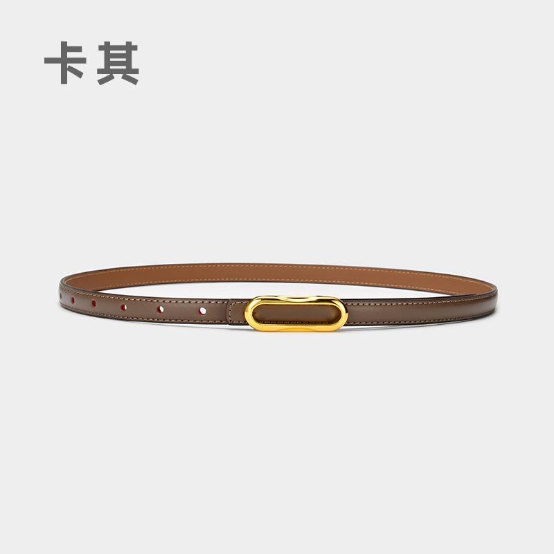 Four Seasons Available New Women'S Small Belt Multi Color Versatile Thin Belt Paired With Jeans Belt, Leather Second Layer Cowhide Belt